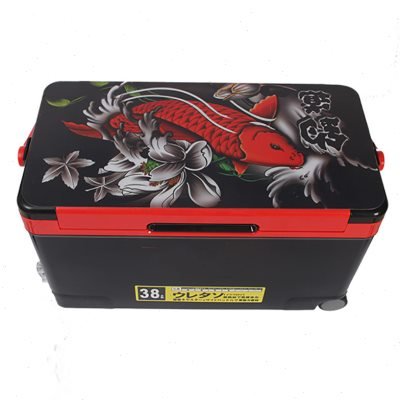 38-liter fishing boxes with stickers of aluminum magnesium alloy, full-magnetic bait box, four-leg lifts, full leg